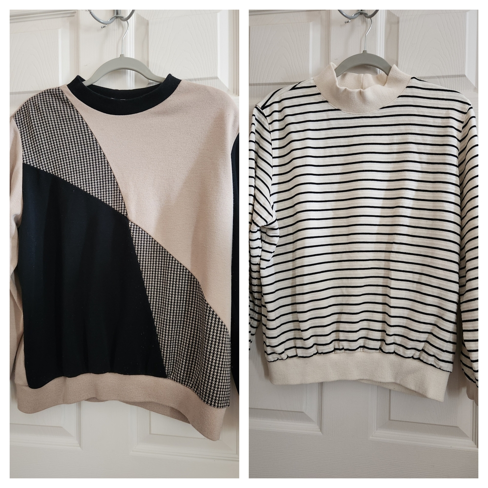 Vintage Alfred Dunner Black and Cream Crewneck Shirts